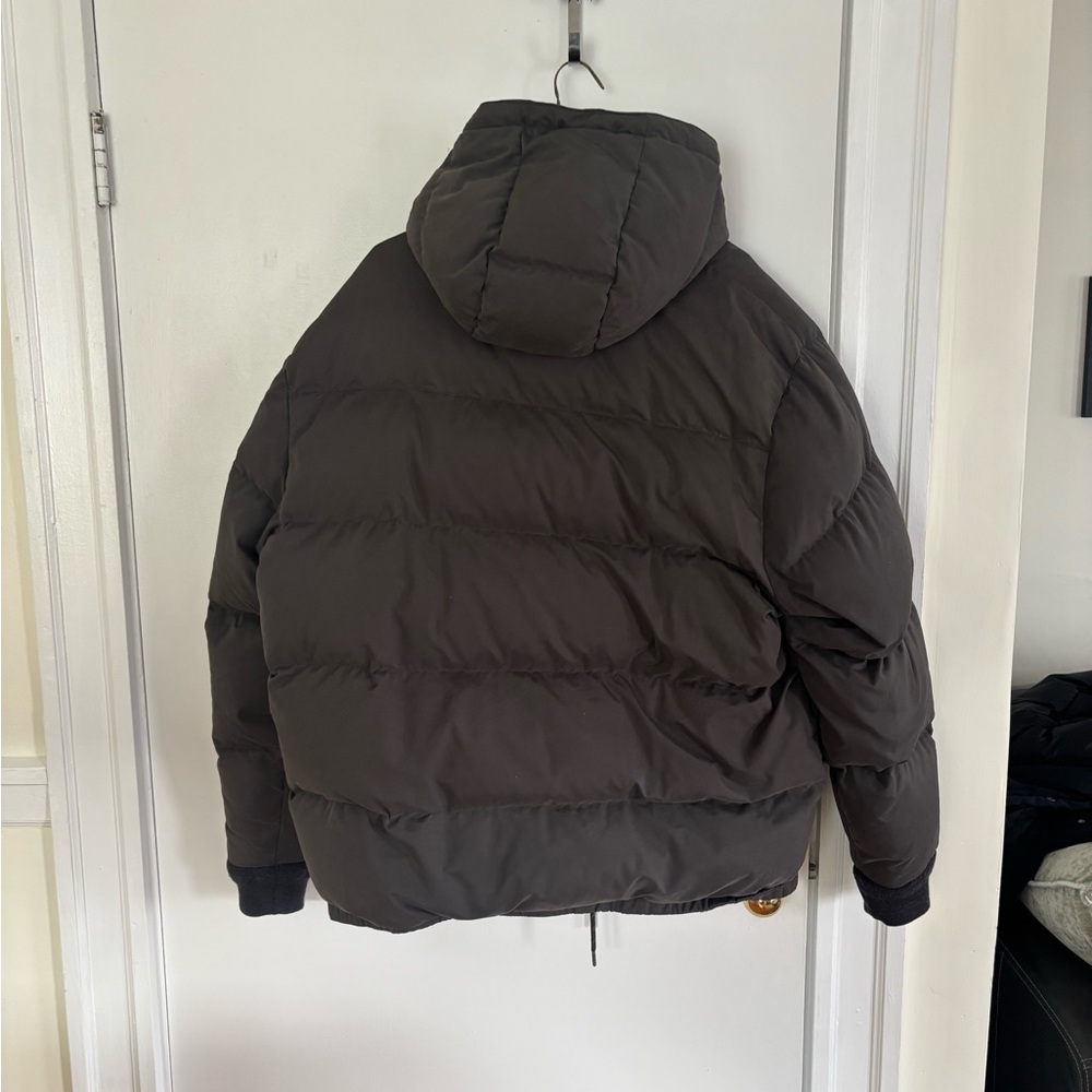 Faherty Dark Brown Hooded Puffer Jacket - Expedition Down Parka - Picture 2 of 5
